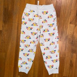Hanna Andersson White Rainbow Joggers Size 6-7